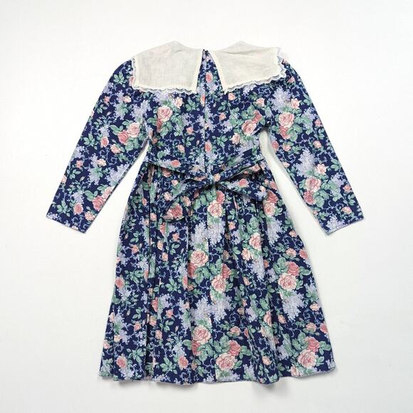 Vintage Jessica McClintock Gunne Sax Dress Girls Size 6 Floral Bib - Picture 3 of 4